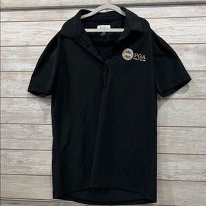 Greg Norman Collection Black Polo with PGA golf club logo